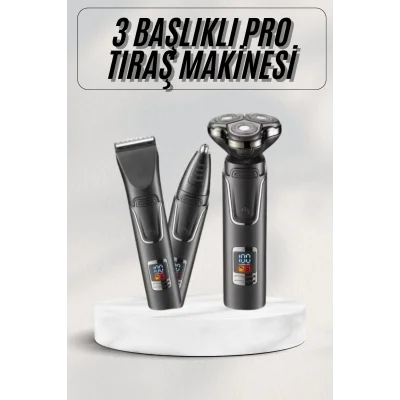  Yüksek Performanslı 3 Başlıklı Profesyonel Şarjlı Islak ve Kuru Kullanıma Uygun