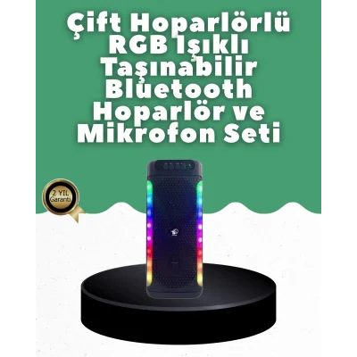  Yüksek Ses Güçlü Kablosuz Hoparlör  Karaoke Mikrofonlu