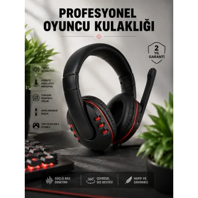 BUĞZ Yüksek Ses Kalitesi ve Aktif Gürültü Engelleme Özellikli Kablolu Mikrofonlu Kulaklık