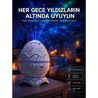 BUĞZ Yumurta Görünümlü Masa ve Gece Lambası Renk Değiştirebilen Projektör