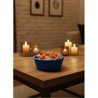 BUĞZ Yuvarlak Çerezlik Lacivert Salon ve Masa Üstü Sunum Kasesi