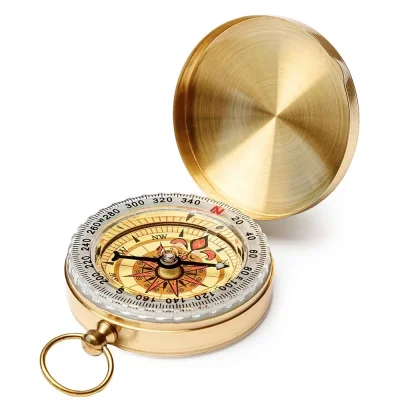 BUĞZ Yuvarlak Sarı Metal Kasa Su Geçirmez Fosforlu Dayanıklı Pusula G50