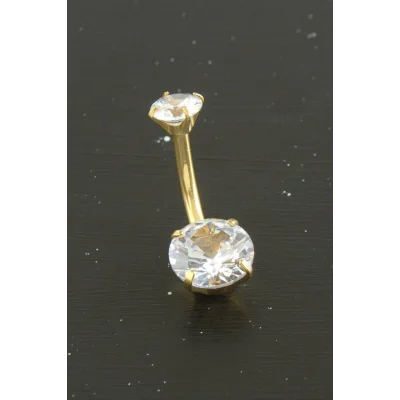 BUĞZ Yuvarlak Zirkon Taşlı Çelik Piercing 1 Adet