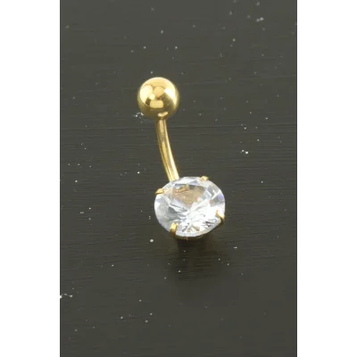 BUĞZ Yuvarlak Zirkon Taşlı Çelik Piercing 1 Adet