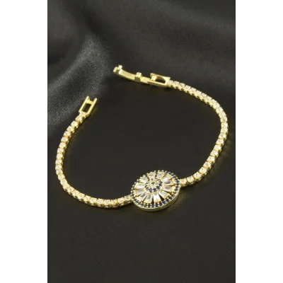 BUĞZ Yuvarlak Zirkon Taşlı Çocuk Bileklik 16 cm