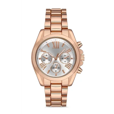  Zarif Ve Şık Özel Tasarım Roma Rakam Detaylı  Metal Bayan Kol Saati (rose)