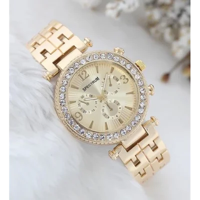 BUĞZ Zarif ve Şık Özel Tasarım Zirkon Taşlı Metal Bayan Kol Saati (gold) ( BUĞZ )