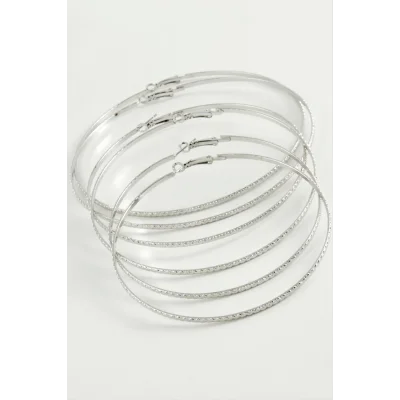  Zikzak Desenli Metal Halka Küpe 6 Adet