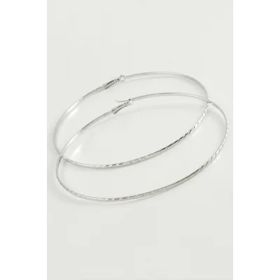 BUĞZ Zincir Çizgili Metal Halka Küpe 8-9-10 cm