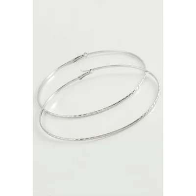  Zincir Çizgili Metal Halka Küpe 8-9-10 cm