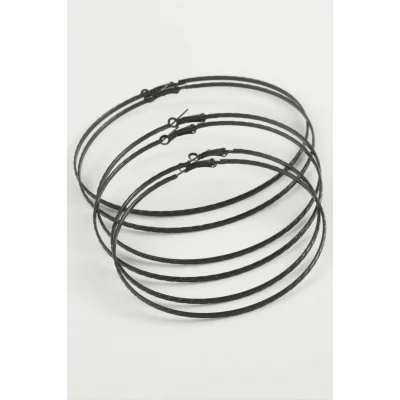  Zincir Desenli Metal Halka Küpe 6 Adet