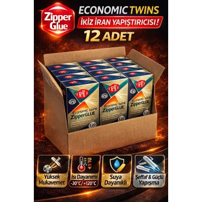 BUĞZ Zipper Glue İkiz İran Yapıştırıcısı 12 Adet A+B Çift Bileşenli Epoksi Güçlü Metal Plastik Cam Seramik Yapıştırıcı