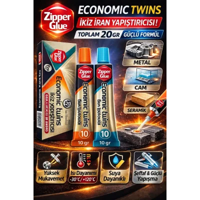 BUĞZ Zipper Glue İkiz İran Yapıştırıcısı 20 Gr A+B Ekonomik Twins Güçlü Metal Plastik Cam Seramik Yapıştırıcı 1 Kutu