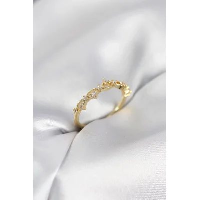 BUĞZ Zirkon Taşlı Pirinç Gold Renk Kadın Yüzük