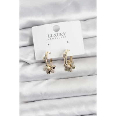 BUĞZ Zirkon Taşlı Pirinç Kadın Göçmen Küpesi