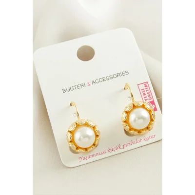 Çiçek İnci Metal Küpe