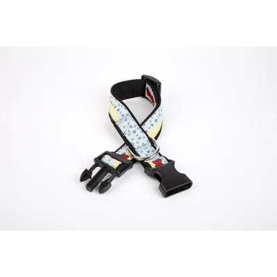 Doggie Desenli Süslü Dokuma Köpek Boyun Tasması 1,5 x 25-40 cm Siyah