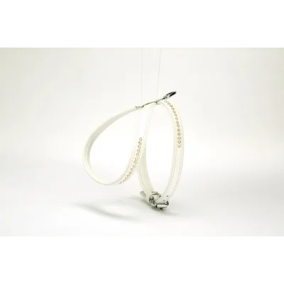 Doggie Flotter Swarovski Taşlı Deri Köpek Göğüs Tasması 1,2 x 29-40 cm Beyaz