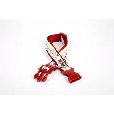 Doggie Pati Desenli Dokuma Köpek Boyun Tasması 3 cm x 36-60 cm Kırmızı