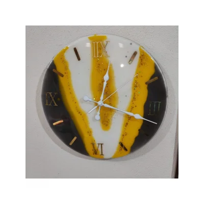 Epoksi Duvar Saati 33 cm Roma Rakamlı Altın Nehir Desenli Ultra Sessiz