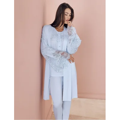 Espuar 757 Penye 3lü Sabahlık Pijama Takımı