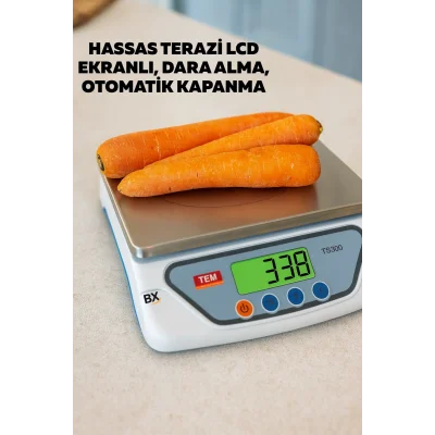 Hassas Dijital Terazi LCD Ekranlı Dara Alma ve Otomatik Kapanma Özellikli Mutfak Tartısı