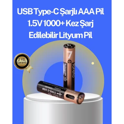Hızlı Şarj Teknolojili USB Şarjlı AAA Pil – 40 Dakikada Tam Şarj
