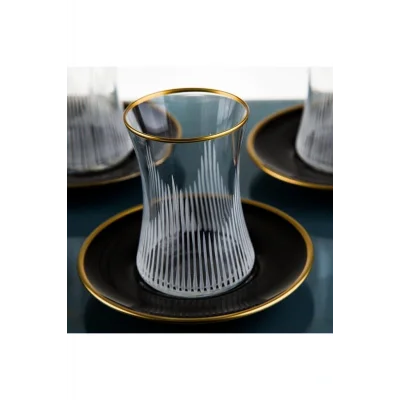 Genel Ürün Dremglass6 Kişilk 12 Parca Cay Takımi Siyah Pramıt Soft Gold