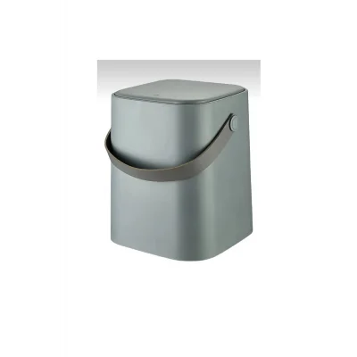 Genel Ürün 8 Lt Click Kapaklı Tutma Saplı Iç Kovalı Tezgah Üst Mutfak Çöp Kovası - Gri (büyük Boy)