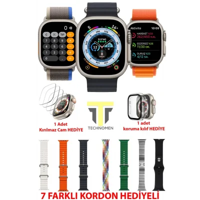 Kol Saati Akıllı Saat Y60 Ultra Plus 7 Kordon Kasa Koruma Kırılmaz Cam Hediyeli Smart Watch