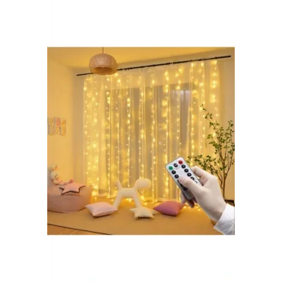 Lamba Animasyonlu 3x2 Mt. Ince Telli Perde Ledi Yılbaşı Aydınlatma Led Işık - Ampul - Lamba