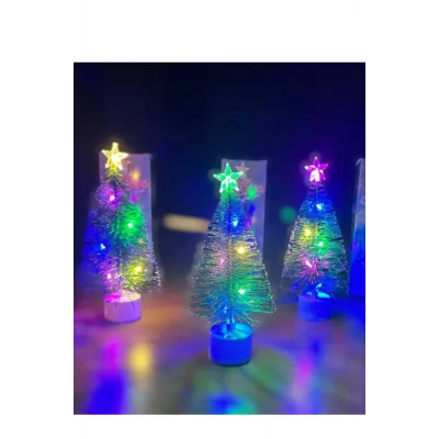 Genel Ürün Yılbaşı Masa Üzeri Nevada Ağaç Mini Masa Çam Ağacı 20 cm Uçlarına Kar Yağmış ışıklı URZGRUP