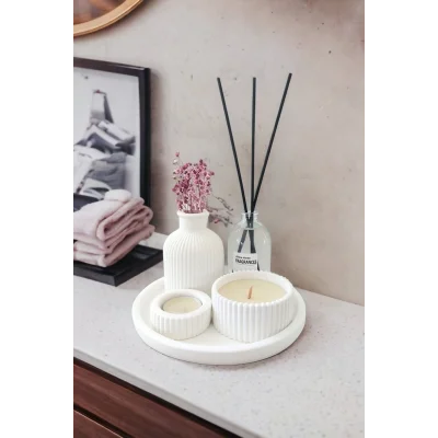 Genel Ürün Dekoratif Minyatür Çizgili Vazo Fresh Soft Koku Mumlu Set (TEALİGHT MUM DAHİL DEĞİLDİR)