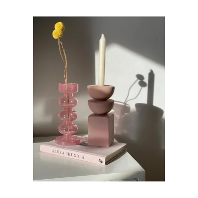 Genel Ürün 1 HM Modern Tasarım Şamdan & Mumluk Beton 16 Pembe