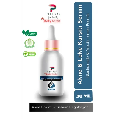 Genel Ürün Akne ve Siyah Nokta Karşıtı Serum Gözenek Sıkılaştırıcı Niacinamide Arbutin Cilt Serumu 30ml Phigo