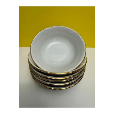 Genel Ürün Altın Yaldızlı Kenarları Desenli 13 Cm Çorba Kasesi 6 Lı