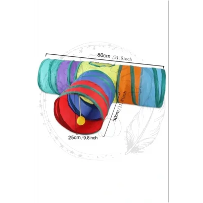 Genel Ürün T Şeklinde Kedi Tüneli Katlanır Gökkuşağı T Şeklinde Kedi Köpek Oyun Tüneli Evcil Hayvan Oyun Tüneli