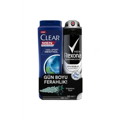 Genel Ürün Men Invisible Black & White Deodorant 150 ml + Clear Coolsport Menthol Şampuan 180 ml 330ML