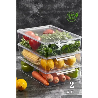 Genel Ürün Mutfak Quick Buzdolabı İçi Kapaklı Düzenleyici Organizer 2 Adet L Saklama Düzenleme Organizer Plast