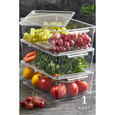 Genel Ürün Turuncu Quick Buzdolabı İçi Kapaklı Düzenleyici Organizer 1 Adet XL Saklama Düzenleme Organizer Mut