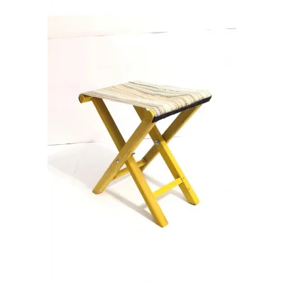 Genel Ürün Beyaz Katlanabilir Kamp Taburesi Ahşap Tekli Katlanabilir Retro Tek Kişilik