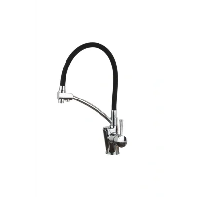 Genel Ürün Dual Flow Çift Akışlı Eviye Mutfak Bataryası Buton Kumandalı Silikon Hortumlu