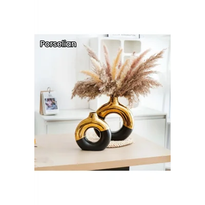 Genel Ürün Bohem Halka Vazo 2li Set Pampas Vazo
