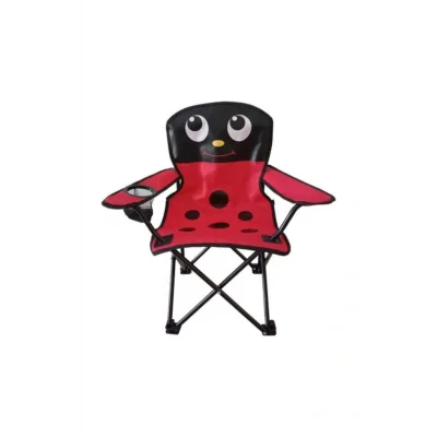 Oyuncak 1000 - 2500 gr Kırmızı Uğur Böceği Figürlü Katlanır Çocuk Kamp Sandalyesi Ve Taşıma Çantası Tek Kiş