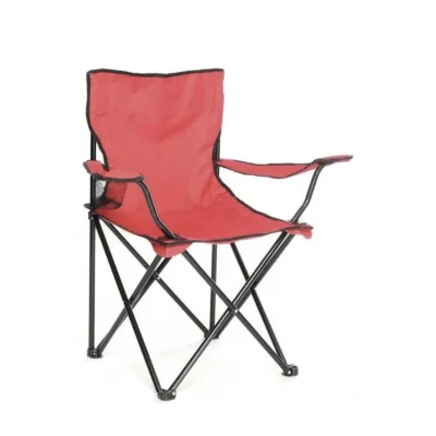 Genel Ürün Tek Kişilik Kamp Sandalyesi Katlanır Çantalı Kırmızı Tekli