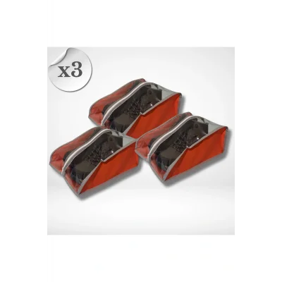 Genel Ürün Şık 3lü Fermuarlı Ayakkabı Düzenleyici Turuncu Renk