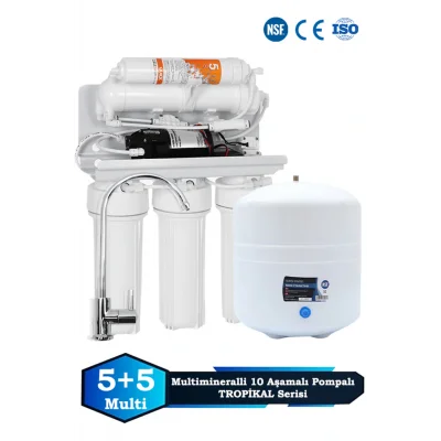 Genel Ürün Tropikal Yüksek Akış Kapasiteli 10 Aşama Vontron Membran Teknolojili Pompalı Su Arıtma Cihazı