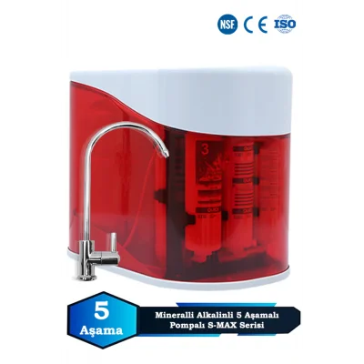 Genel Ürün S-max 5 Aşamalı 12 Litre Metal Tanklı Süper Sarım Membran Teknolojili Pompalı Su Arıtma Cihazı