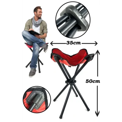 Genel Ürün 4 Kişilik ve üstü Katlanır Kamp Taburesi Büyük Boy 50cm Kırmızı 4 Ayaklı Portatif Tabure Ha032 4lü