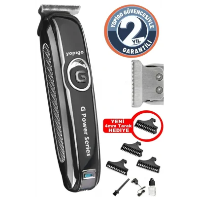 Genel Ürün Siyah G Power Şarjlı Saç Sakal Ense Vucüt Kılı Çizim Lazer Epilasyon Öncesi Tüy Kısaltma Tıraş Maki